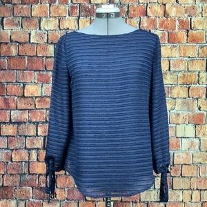 BANANA Republic Women's Drawstring Cuff Boat Neck Top Size XS in Blue